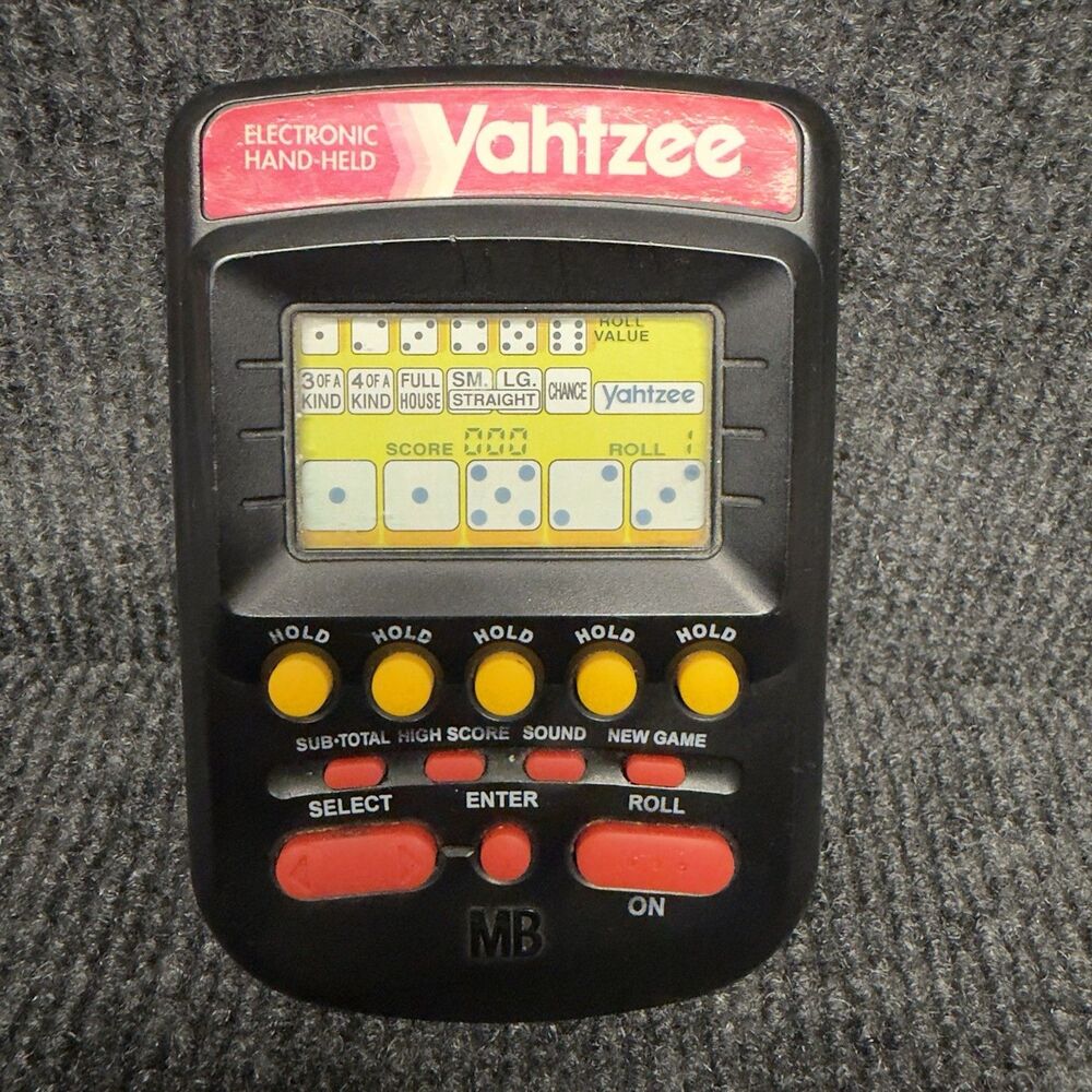 Milton Bradley Yahtzee Electronic Handheld Black Tested Working 1995